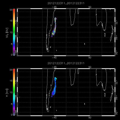 IASI SO2 amount and altitude retrieved following Carboni et al 2012. Credit: Dr Elisa Carboni